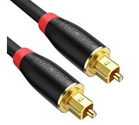 SYNCWIRE Cable Optique Audio Numérique Cordon Fibre Optique Toslink Digital 24K Platinum Male à Male pour HiFi Home Cinéma, Sound Bar, TV, PS4, Xbox, Amplificateur, Playstation, Freebox - 1M Noir