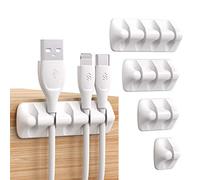 Syncwire Clips Câble Organisateur Bureau - Lot de 5 - Range Câbles Silicone Fixe Câble Adhésif Attache-Câble Rangement Cordon de Bureau pour Câbles de Chargeur/Souris/Écouteur/Téléphone-Blanc