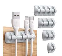 Syncwire Lot de 5 Clips de câble, Support/Organisateur Polyvalent de Gestion des câbles, pour Le Bureau, Les câbles Audio, Les câbles d'alimentation,Les câbles USB et pour la Charge, Gris