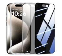 SYNCWIRE Protecteur d'écran de confidentialité à couverture complète pour iPhone 15 Pro [Lot de 2], 9H Verre trempé anti-espion véritable à 28° incassable[Installation facile] [Toucher sensible]