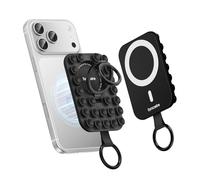 Syncwire Support Téléphone Magnétique en Silicone avec Ventouse Puissante - Anneau Magnétique Compatible MagSafe pour iPhone/Android, Mains Libres, Selfies & Vidéos TikTok, Noir