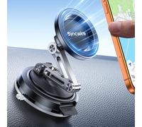 SYNCWIRE Support Téléphone Voiture Magnétique MagSafe, 3 Axes, Ventouse Remplaçable (Tableau De Bord/Pare-Brise), Rotation 360°, Pliable, Pour iPhone 17-12 Pro Max Plus