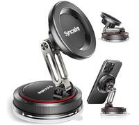 SYNCWIRE Support Téléphone Voiture MagSafe [Design à 2 Axes], Support avec Ventouse et Aimants N52, Rotation 360°, Compatible avec iPhone Série 12 à 17 & Coques MagSafe, Noir Mat