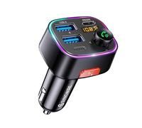 SYNCWIRE Transmetteur FM Bluetooth 5.3 Voiture, 48W Max(PD 36W et 12W) Bluetooth Adaptateur de Charge Deux USB pour Voiture, Radio sans Fil, Affichage LED, Appels Mains Libres, Support Clé USB 64GB