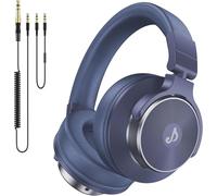 syndesmos Casque filaire supra-auriculaire, moniteur de studio et casque DJ mixeur avec pilotes en néodyme de 50 mm et prise jack 1/4 à 3,5 mm pour guitare, podcast, AMP et clavier de piano (bleu