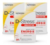 Synergia D-Stress Booster - Energie Physique & Mentale - Lot 3X20 Sachets | + 1 MagBoost Offert - Action Rapide - Magnésium de 3ème génération - Aide à gérer les montées de stress en 30 minutes
