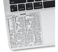Synerlogic (5 pièces) Autocollants de raccourcis Mac OS pour Air/Pro | Autocollants de clavier pour macOS | Feuille de triche MacBook en vinyle laminé | Raccourcis MacBook 2026 (Transparent/Noir/5pk)