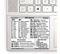 SYNERLOGIC Autocollants pour raccourcis clavier Windows PC | Autocollant clavier Windows en vinyle laminé sans résidu - Feuille de triche Windows - 89 x 76 mm (Blanc, Grand)