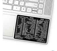 Synerlogic Microsoft Word/Excel (pour Windows) Autocollant de raccourcis clavier - Matériau en vinyle, adhésif sans résidus (noir/grand)
