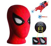 SYNERVO Masque de Cosplay, Masques de Carnaval avec Gant de Lanceur Spider, Masque pour Enfant Adulte, Masque Spider, Lanceur de Héros Masque pour Cosplay, Masquerade, Carnaval, Halloween, Noël