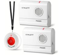 SYNLETT 2 téléavertisseurs avec 1 bouton d'appel SOS pour personnes âgées, patients âgés, soins à domicile, infirmière, alarme de lit d'urgence
