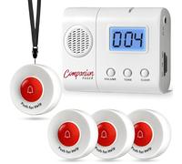 SYNLETT Bip aidant avec 4 Boutons d’Appel sans Fil système d’Alerte SOS Portable Alarme lit prévention des Chutes pour Personnes âgées Seniors Patients Soins à Domicile Appel infirmière