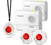 SYNLETT Bip aidant sans Fil avec 3 Boutons d’Appel SOS et 2 pagers système d’Alerte Portable Alarme lit prévention des Chutes pour Personnes âgées Seniors Patients Soins à Domicile urgences