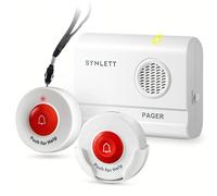 SYNLETT Boutons d'appel sans Fil pour Surveillance des Personnes âgées, système d'alerte SOS, Alarme Portable pour Les infirmières, Les Personnes âgées, Les Patients, Les urgences, la Maison
