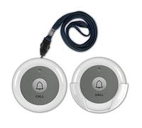 SYNLETT Lot de 2 boutons d'appel sans fil pour système d'appel sans fil pour infirmière, soignant, pour personnes âgées, résidents, clients, cliniques, restaurants - Blanc