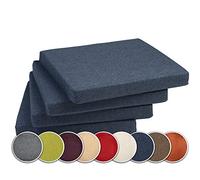 synnypillow Set de 4 galettes de Chaise carrée Coussin décoratif intérieur extérieur Nombreuses Couleurs Bleu foncé 40 x 40 x 3 cm