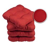 synnypillow Set de 4 galettes de Chaise carrée Coussin décoratif intérieur extérieur Nombreuses Couleurs 45x45 cm 8 cm Rouge