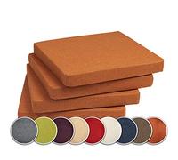 synnypillow Set de 4 galettes de Chaise carrée Coussin décoratif intérieur extérieur Nombreuses Couleurs Orange 40 x 40 x 3 cm