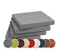 synnypillow Set de 4 galettes de Chaise carrée Coussin décoratif intérieur extérieur Nombreuses Couleurs Gris 40 x 40 x 5 cm