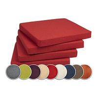 synnypillow Set de 4 galettes de Chaise carrée Coussin décoratif intérieur extérieur Nombreuses Couleurs Rouge 40 x 40 x 3 cm