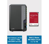 Synology DiskStation DS224+ 2Go Serveur NAS WD RED PLUS 24To (2x12To)