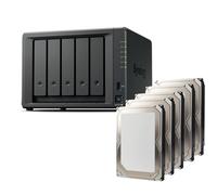 Synology Diskstation NAS DS1525+ Lot de 5 disques durs 60 To (5 x 12 To) Série 5 baies Plus avec Ryzen R1600, 8 Go de RAM