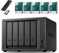 Synology DS1525+ Kit serveur NAS 5 baies (8 Go de RAM, 10 To de stockage) - 5 disques durs NAS de 2 To, périphérique de stockage réseau de bureau haute performance - Avec SSD externe