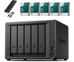 Synology DS1525+ Kit serveur NAS 5 baies (8 Go de RAM, 10 To de stockage) - 5 disques durs NAS de 2 To, périphérique de stockage réseau de bureau haute performance - Avec SSD externe