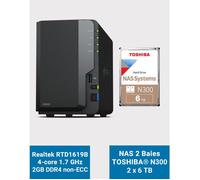 Synology DS223 Serveur NAS Toshiba N300 12To (2x6To)