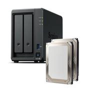 Synology DS725+ Lot de 2 disques durs de 10 To série 2 Bay Plus avec Ryzen R1600, 4 Go de RAM (32 Go max), 1 x 2,5 GbE, 1 x 1 GbE, 2 x emplacements M.2 NVMe. Extension DX525 disponible via Type-C