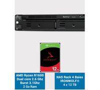 Synology RS422+ Serveur NAS Rack 1U 4 baies IRONWOLF 48To (4x12To)