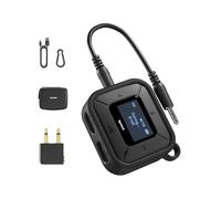 Syntech Adaptateur Bluetooth pour Avion avec Double Adaptateur AUX 3,5 mm, Affichage LED Adaptateur Audio Bluetooth 5.3 Double Liaison à Faible Latence pour AirPods Casque sans Fil Voiture Noir