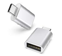 Syntech Adaptateur USB C mâle vers USB 3.2 Femelle 2 Pack, Adaptateur Compatible avec iPhone 17e/17Pro 16 Pro Max MacBook Neo/Pro/Air iMac iPad Mini 6/Pro, Argent