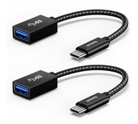 Syntech USB-C vers USB, Lot de 2 USB-C vers USB 3.0, 10Gbps Type-C, Adaptateur Femelle USB Thunderbolt 3 vers USB OTG, Compatible avec iPhone 17/16/15 Pro Max, iPad Mini 6, MacBook Pro/Air/Neo, Noir