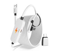 Syntech VR Câble Link de Charge 5M Compatible avec Meta Quest 3S/Quest 3/Oculus Quest2 Accessoire, Câble Link USB 3.0 avec Port de Charge Supplémentaire, pour PC/SteamVR et Jeux Prolongés