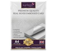 Syntego 10 feuilles A4 en brocart nacré en relief, carte texturée 290 g/m² (argent)