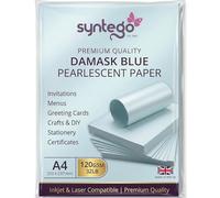 Syntego 20 x A4 Light Baby Blue Damask Double Face Glossy Pearlescent Paper 120gsm Convient aux imprimantes à jet d'encre et laser (Bleu)