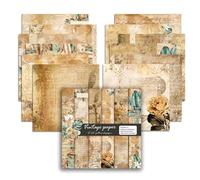 Syntego 24 feuilles, 12 motifs papier vintage décoratif sans acide pour scrapbooking 160 g/m², simple face 30 cm x 30 cm (12 pouces x 12 pouces)
