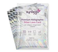 Syntego 5 feuilles A4 Premium carte holographique effet lave simple face 240 g/m²/88 lb couverture (argent)
