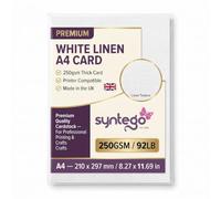 Syntego Carte A4 en lin tissé de soie blanc texturé mat 250 g/m² x 10 feuilles