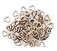 Syntego Confettis en forme de cœur en bois, 100 pièces, cœurs dispersés rustiques, décoration de Table de mariage, artisanat