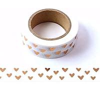 Syntego Foil Hearts Washi Tape, bâton de masquage décoratif sur le bord 15 mm x 10 m (1) (or rose, 15 mm x 10 m)