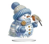 Syntego Kit d'art diamant 5D à faire soi-même, strass en cristal, décoration de dessus de Table en acrylique (bonhomme de neige et Robin)