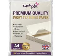 Syntego Lot de 10 feuilles de papier texturé ivoire martelé A4 - 150 g/m² - Pour travaux manuels, scrapbooking, menus de restaurants, certificats