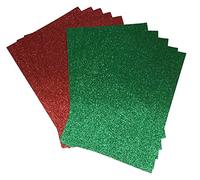 Syntego Lot de 10 papiers pailletés A4, papier de Noël chatoyant doux au toucher, 150 g/m² d'épaisseur, 5 feuilles chacune (rouge/vert)