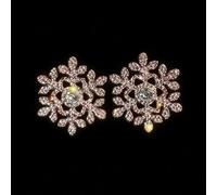 Syntego Lot de 2 grands flocons de neige en forme de flocon de neige or rose avec strass pour décoration d'hiver, mariage, Noël