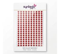 Syntego Lot de 200 perles rondes de Noël rouges 6 mm à dos plat auto-adhésives