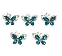 Syntego Lot de 5 décorations papillon en cristal à dos plat - Décorations artisanales en strass de qualité A - Pour mariage, loisirs créatifs, cartes, scrapbooking et décoration d'intérieur