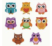 Syntego Lot de 8 aimants en diamant 5D assortis en forme de chouette pour débutants