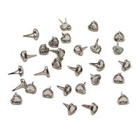 Syntego Mini Attaches parisiennes en Forme de cœur en Cristal pour travaux manuels et Scrapbooking 6 mm Argent Brads, Lot de 100 (Argent)